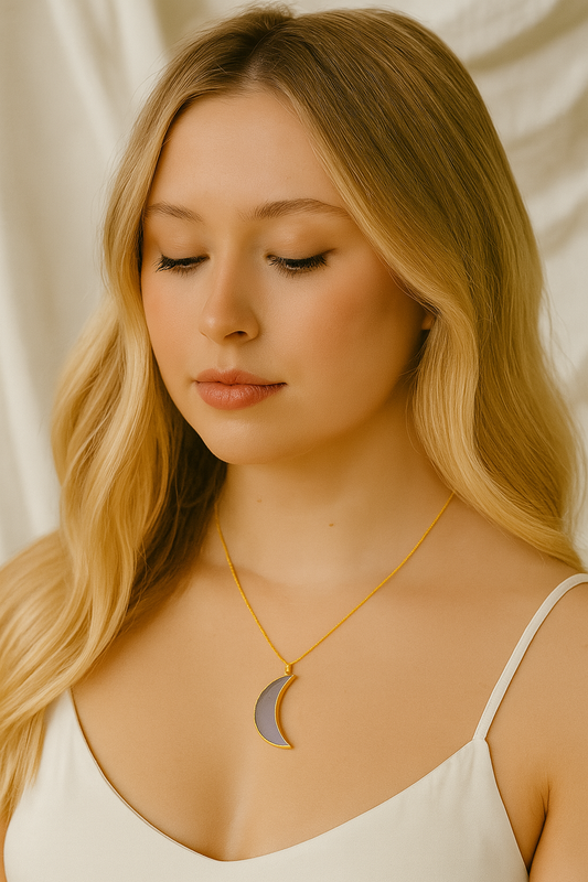 Rose Quartz Moon Necklace