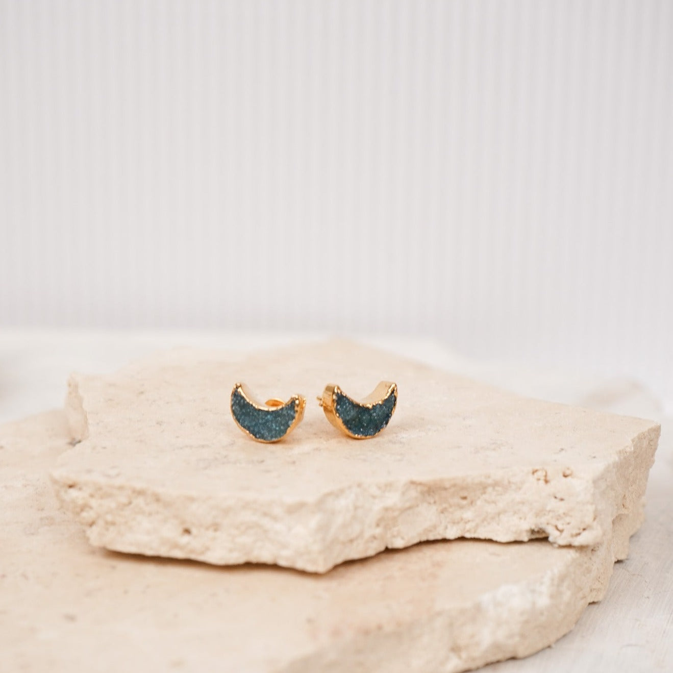 Druzy Moon Studs