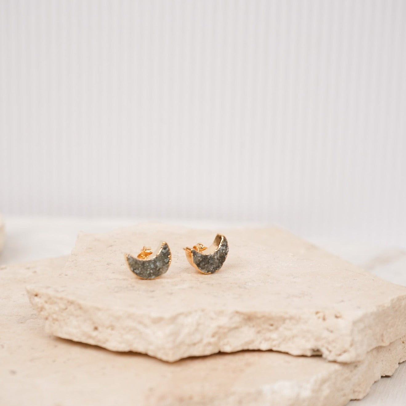 Druzy Moon Studs