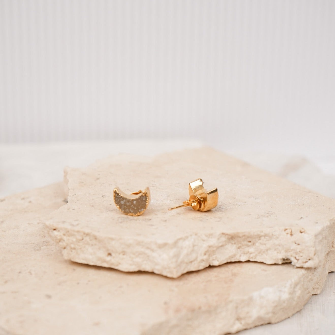 Druzy Moon Studs