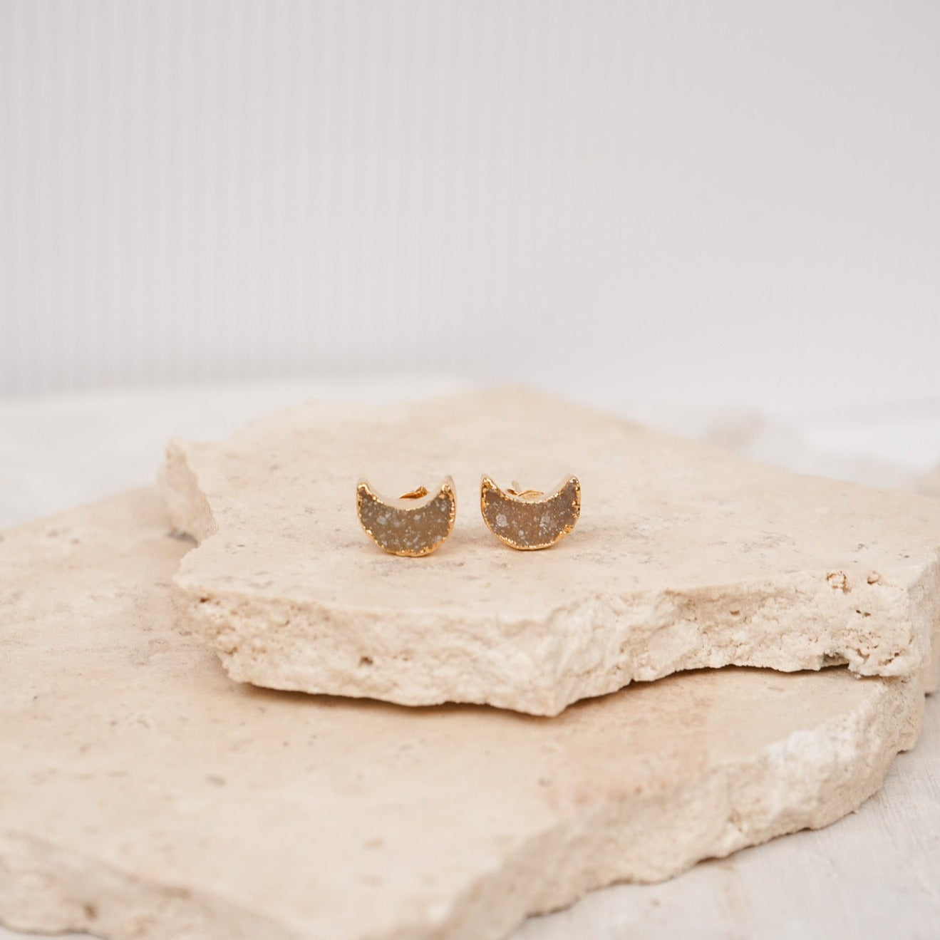 Druzy Moon Studs