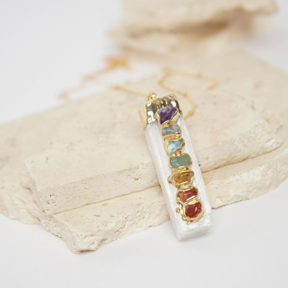 Selenite Stone Necklace (Gold & Silver)